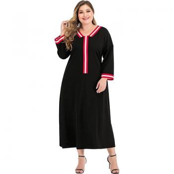 Vestido Maxi de Manga Larga y Retazos en Negro