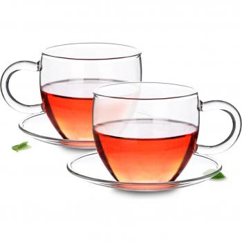 100ml Clear Glass Tea Cup with Saucer