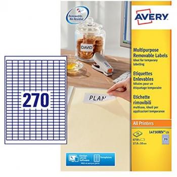 Avery Self-Adhesive Removable Labels L4730REV-25