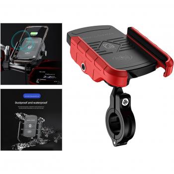 Wasserdichtes Qi Motorrad Ladegerät 15W für 3,5-6,5 Zoll Smartphones mit Halter