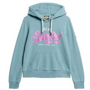 Superdry Sudadera Azul Casual con Detalle Embellished