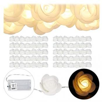 Catena di Luci LED con 20 Rose per Matrimoni e San Valentino, Luce Calda a Batteria