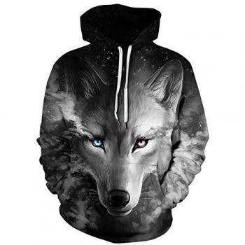 Pull Galaxie Loup 3D – Loveternal Capuchon