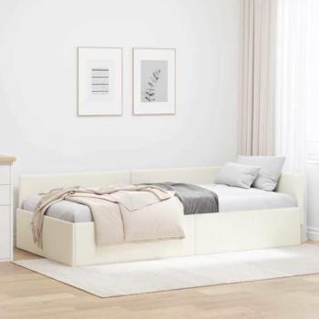 Cornice per letto ad angolo con tavola superiore – Crema, 80x200 cm