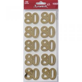 Artoz Artwork Sticker Jubiläumszahl 80, Gold, 100x215 mm