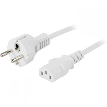 Deltaco 3m PC-kabel, CEE 7/7 till IEC C13, Vit