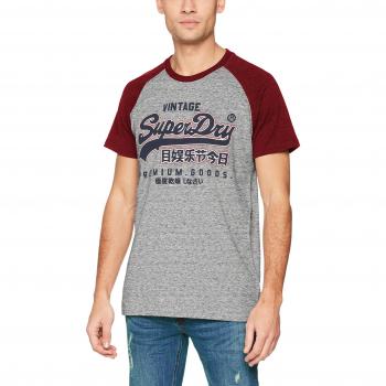 Superdry Herren T-Shirt Premium Goods Raglan Tee, Grau