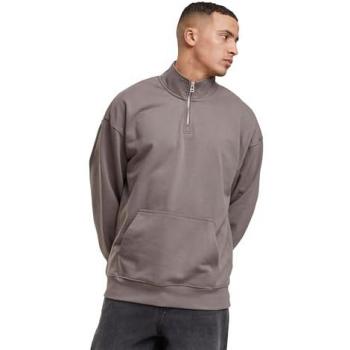 DEF Herren Sweatshirt Reißverschluss – grau, L, 80 / 20 Baumwolle/Polyester