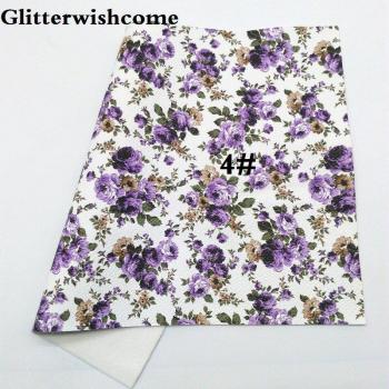 Tissu faux cuir PU A4 21x29 cm fleurs de roses GM022A