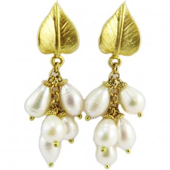 Orecchini Bianco Dorato Cléopatra Les Trésors De Lily Q5645 60x20 mm