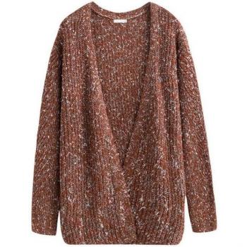 Cardigan littéraire à col en v en tissu mélangé