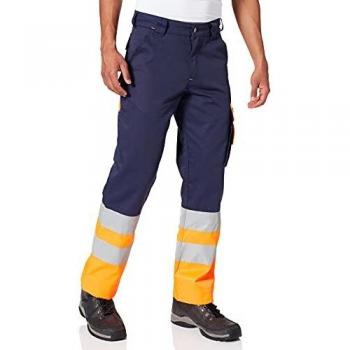 Dassy® Omaha Warnschutz Pantaloni, Dunkelblau/neonorange, Schrittlänge Plus, Größe 50