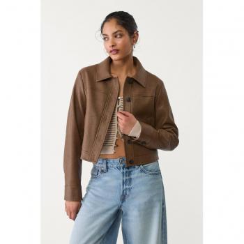Marrone Stradivarius XS Giacca con Bottoni in Finta Pelle