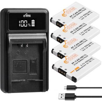 NB-11LH Kamera Akku + LED USB Ladegerät für Canon PowerShot A2300 A2400 A2500 A2600 A3400 A3500