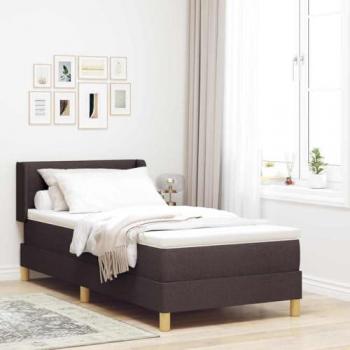 Lit marron foncé à ressorts 80 x 200 cm en tissu