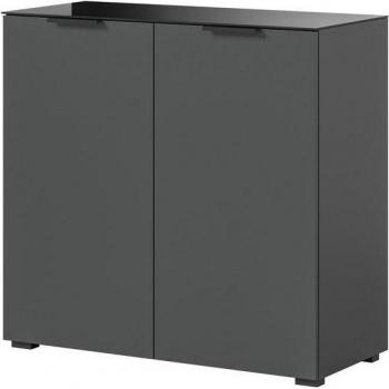 Riano Sideboard in Grau mit eleganter Glasauflage
