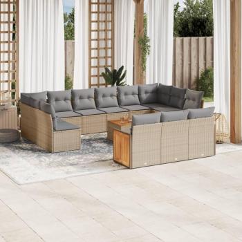 Sofás de Jardim VidaXL 14 Peças com Almofadas em Bege