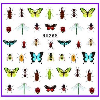 UPRETTEGO Butterfly Beetle Nail Art Water Decals RU265-270