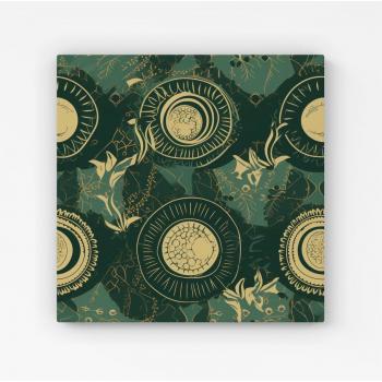 Gold Moon Pattern Canvas in Green