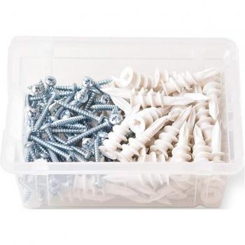 Anclajes de plástico para paneles de yeso con kit de tornillos, 65 unidades