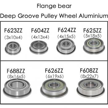 4pcs Aluminium Flanged Bearing Deep Groove Pulley Wheel for 3D Printers F604ZZ F623ZZ F624ZZ F625ZZ F626ZZ F608ZZ F688ZZ