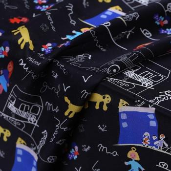 Digital Print Silk Crepe de Chine with Fairy Design