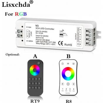RGB/RGBW LED Controller with 2.4G Remote for 12A Strips
