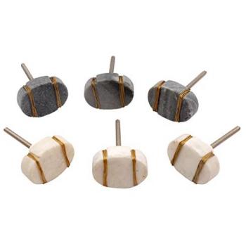 Juego de 6 pomos tiradores ovalados de piedra de 63 mm