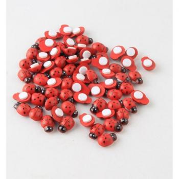 Perles en bois coccinelle jaune 9x13mm, 100 pièces