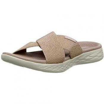 Skechers Damen ON‑The‑Go 600‑16259 Sports-Sandale – Rosa Gold Textil, EU 42