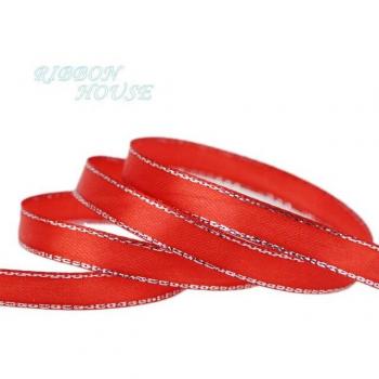 25 Meter langes Satinband, 10mm, silberner Rand