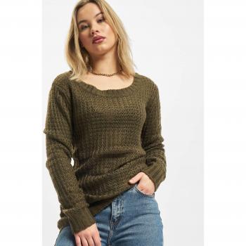 Urban Classics Ladies Long Wideneck Sweater in Olivgrün, Größe M