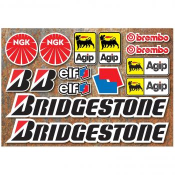Decorazioni adesive per moto OneKool Bridgestone Brembo Ngk Elf Agip