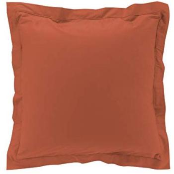 Taie d'oreiller double percale volante 63×63 cm – couleur terracotta