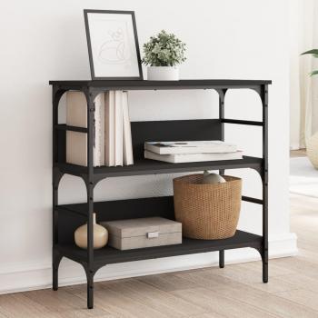 Table d’appoint industrielle noire en bois d’ingénierie – 75×32×75 cm