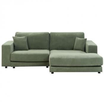 3-Seater Green Fabric Left Corner Sofa with Additional Cushions