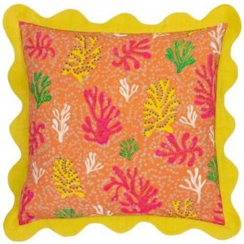 Coral Blossom Scalloped Cushion Cover 50cm