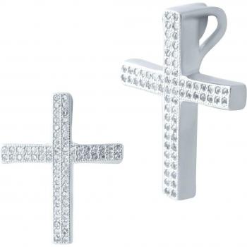Croce d'argento con pietra zirconio bianca (1918289)