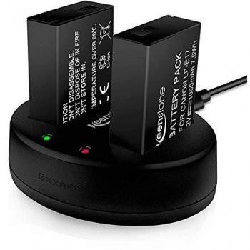 Keenstone 2-Pack LP-E17 7,2 V 1050mAh Kamera Akku + Dual Ladegerät für Canon EOS M3 M5 M6 200D 77D 750D 760D 800D 8000D Kuss X8i Rebel T6i T6s