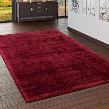 Tapis salon artisanale rouge uni, 80 x 150 cm