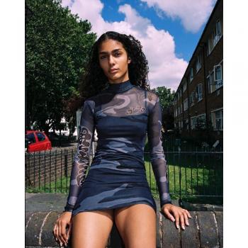 Vestido Negro Micro Mesh Grimey Tusker Temple