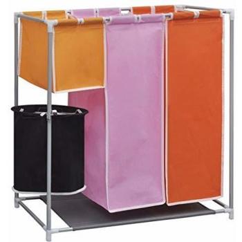 Cesto de ropa sucia con 3 divisiones y cubo