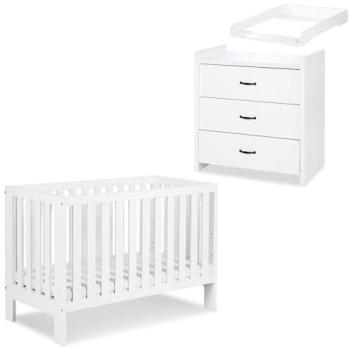 Amelia II Mobilier Bébé Commode et Lit Évolutif 120x60 Blanc