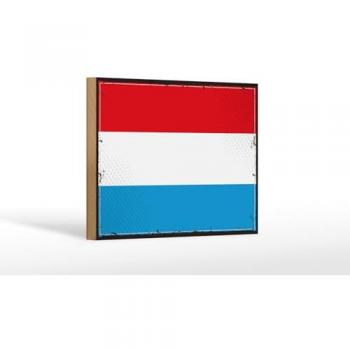Retro Holzschild Flagge Luxemburg 18x12 cm – Dekorationsartikel
