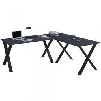 Bureau informatique angle Lona 50 × Alu Noir – VCM