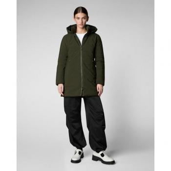 Piumino lungo verde con cappuccio di Save the Duck
