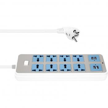 Extensión Eléctrica 4 USB 3000W 8 Tomas Universales