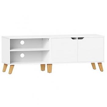 Mueble de TV de 2 Puertas con Estantes Ajustables Blanco, Blanco