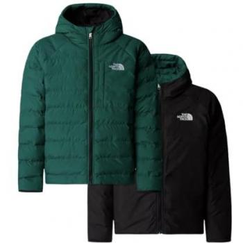Chaqueta con capucha reversible The North Face Perrito verde negro niño