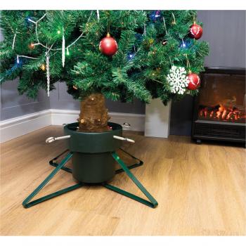 Christmas Tree Stand with 4 Clasps, 4 Metal Legs and Water Tank, for Real Trees up to 2.4m / 8ft